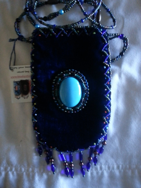 Royal blue smart phone holder w/ stone 